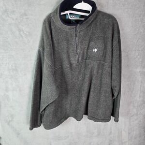 Vintage Big Dogs Mens 2X Quarter Zip Fleece Pullover Charcoal Gray Embroidered